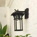 Rustic Outdoor Wall Sconce Light - Retro Lantern Style With Clear Water Glass Bronze/Black Finish