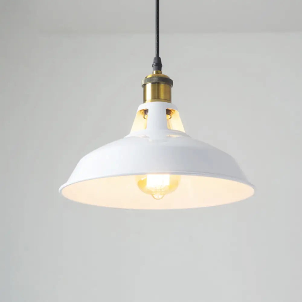 Rustic Pot-Lid Pendant Light With Venting Hole – Ideal For Bars White / 10.5’