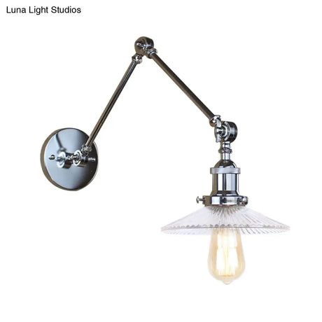 Rustic Prismatic Glass Saucer Sconce Light Fixture - 1 Black/Silver/Brass Wall Lamp For Living Room