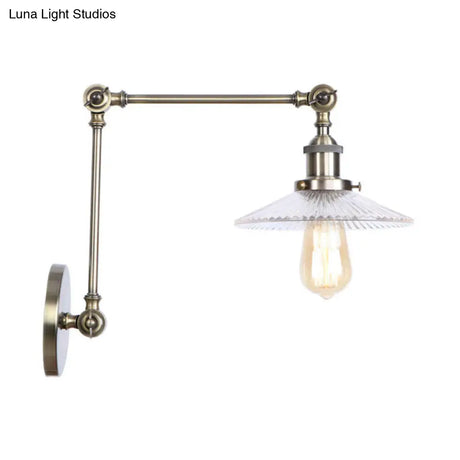 Rustic Prismatic Glass Saucer Sconce Light Fixture - 1 Black/Silver/Brass Wall Lamp For Living Room