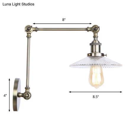 Rustic Prismatic Glass Saucer Sconce Light Fixture - 1 Black/Silver/Brass Wall Lamp For Living Room