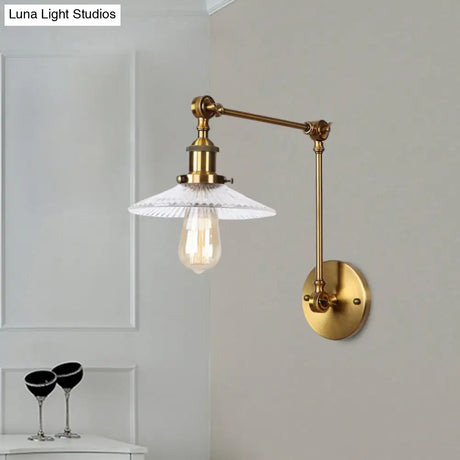 Rustic Prismatic Glass Saucer Sconce Light Fixture - 1 Black/Silver/Brass Wall Lamp For Living Room