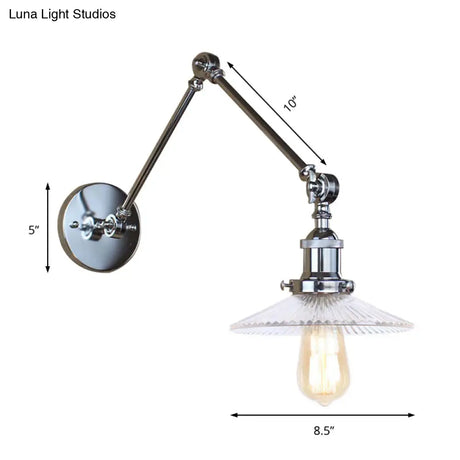 Rustic Prismatic Glass Saucer Sconce Light Fixture - 1 Black/Silver/Brass Wall Lamp For Living Room