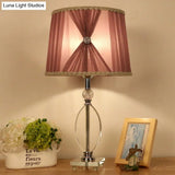 Rustic Purple Bedroom Nightstand Lamp - 1 Light Crystal Shade