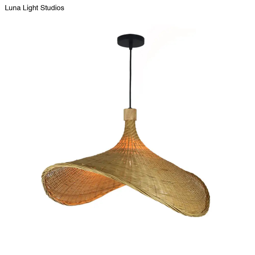 Rustic Rattan Down Lighting Pendant - 16/19.5/23.5 Head Width Beige