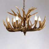 Rustic Resin Antler Chandelier - Artfully Crafted Hanging Light With Exposed Bulb Design 6 / Brown