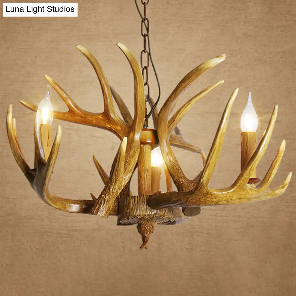 Rustic Resin Antler Chandelier: Unique Living Room Suspension Light