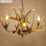 Rustic Resin Antler Chandelier: Unique Living Room Suspension Light