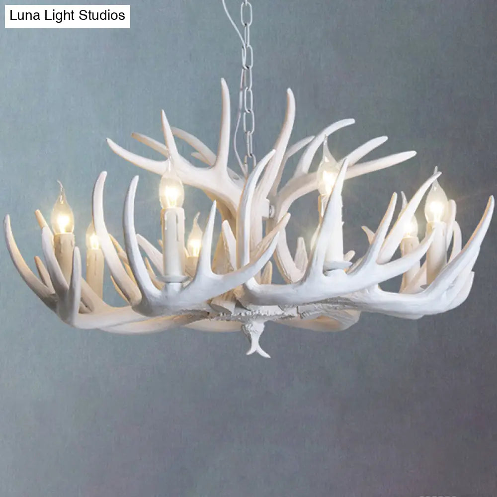 Rustic Resin Antler Chandelier: Unique Living Room Suspension Light