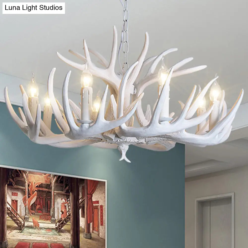 Rustic Resin Antler Chandelier: Unique Living Room Suspension Light