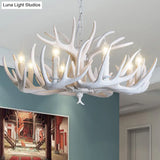 Rustic Resin Antler Chandelier: Unique Living Room Suspension Light