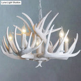 Rustic Resin Antler Chandelier: Unique Living Room Suspension Light