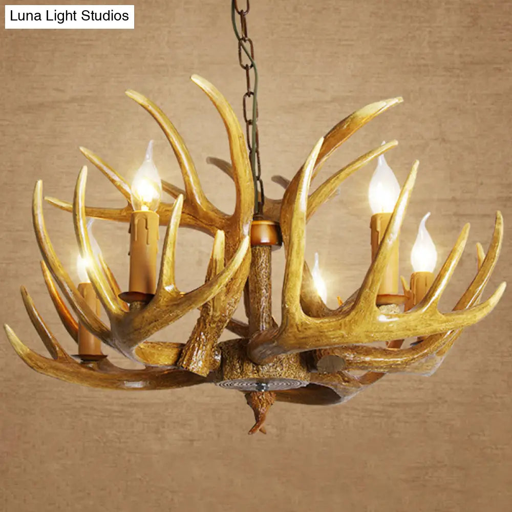 Rustic Resin Antler Chandelier: Unique Living Room Suspension Light