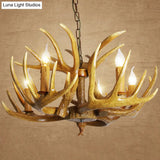 Rustic Resin Antler Chandelier: Unique Living Room Suspension Light