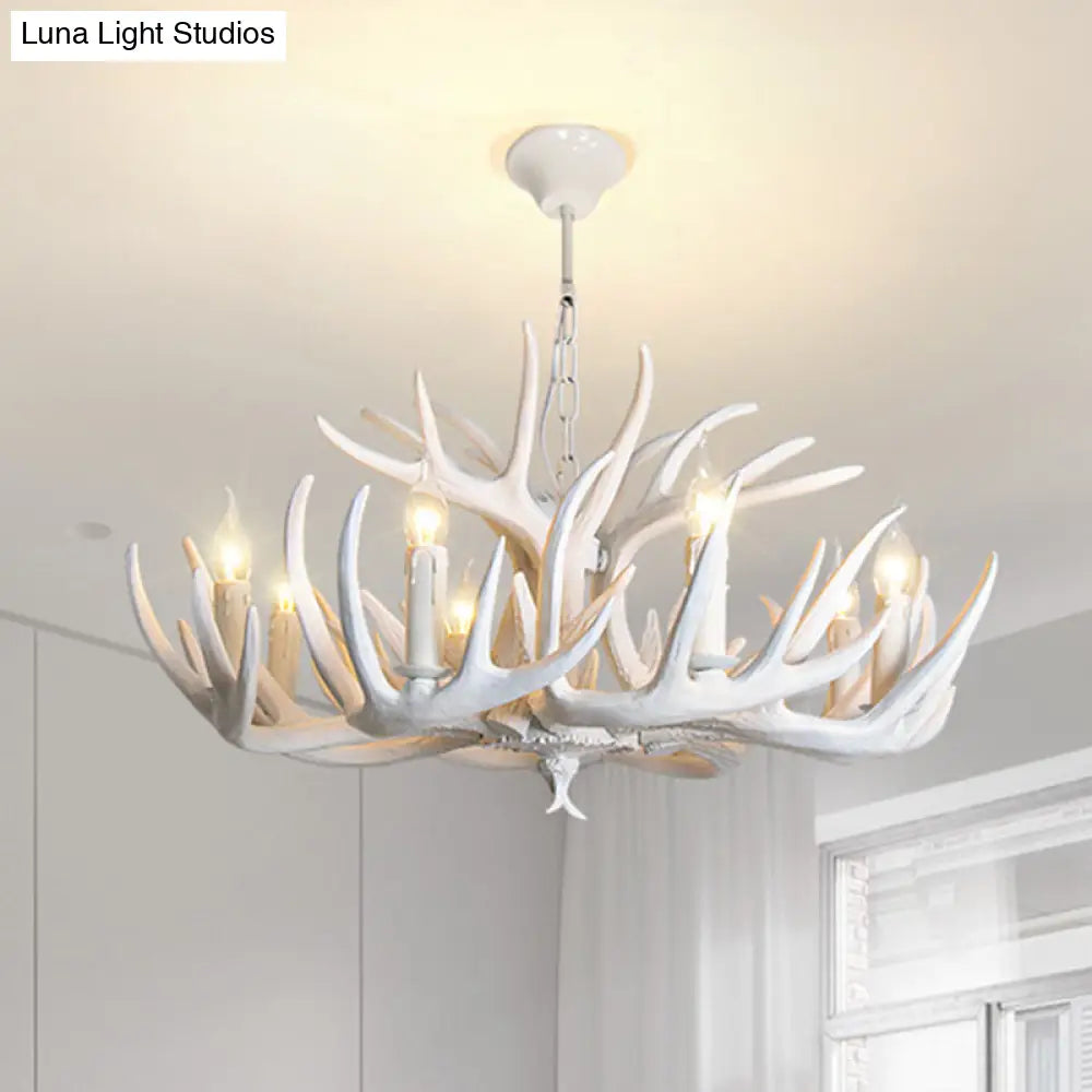 Rustic Resin Antler Chandelier: Unique Living Room Suspension Light