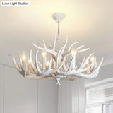 Rustic Resin Antler Chandelier: Unique Living Room Suspension Light