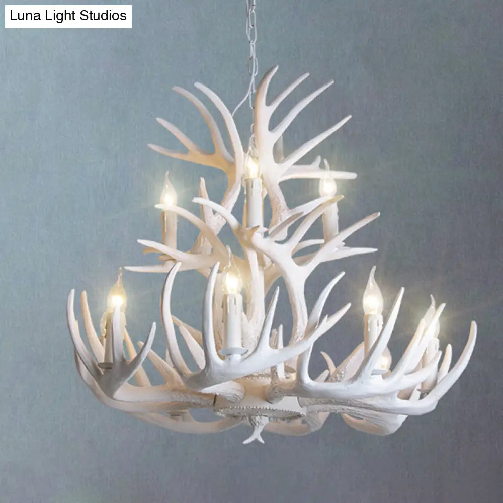 Rustic Resin Antler Chandelier: Unique Living Room Suspension Light