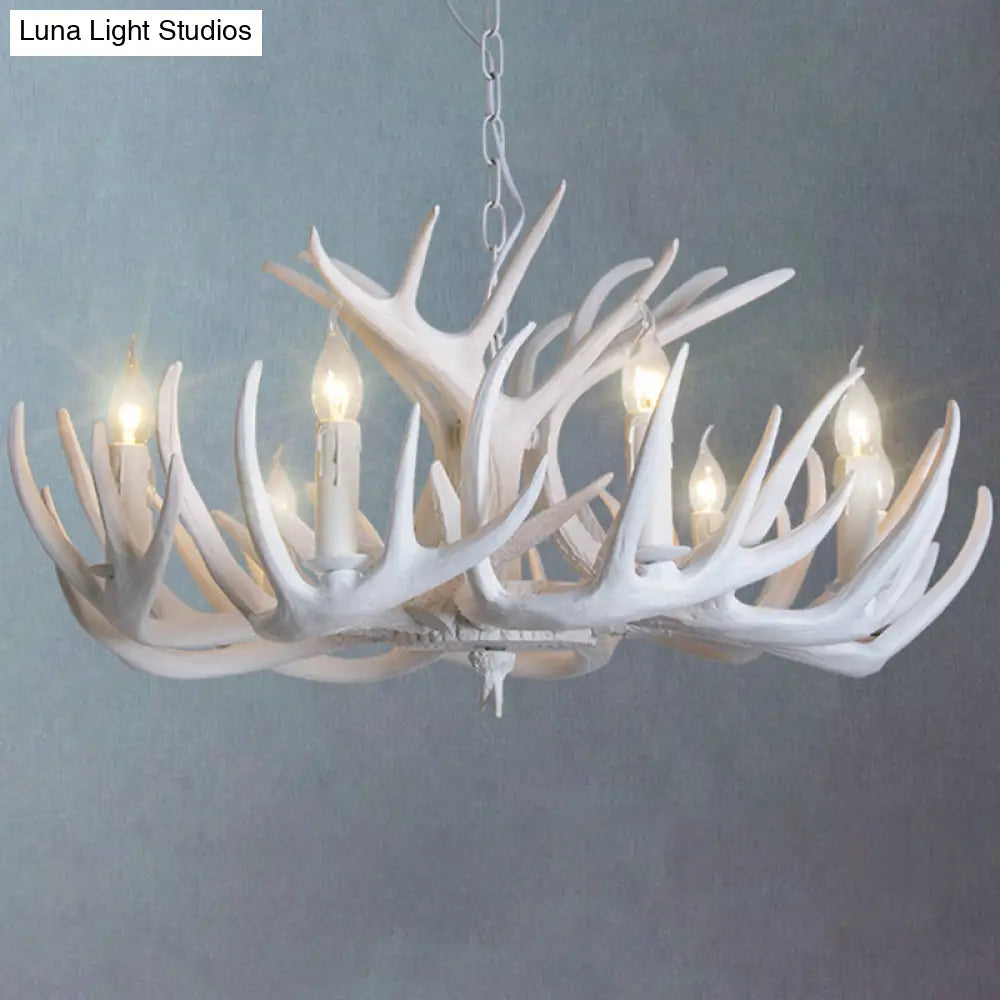 Rustic Resin Antler Chandelier: Unique Living Room Suspension Light