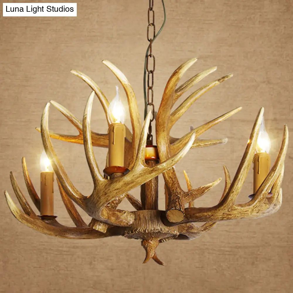 Rustic Resin Antler Chandelier: Unique Living Room Suspension Light