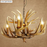 Rustic Resin Antler Chandelier: Unique Living Room Suspension Light
