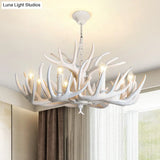 Rustic Resin Antler Chandelier: Unique Living Room Suspension Light