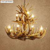 Rustic Resin Antler Chandelier: Unique Living Room Suspension Light