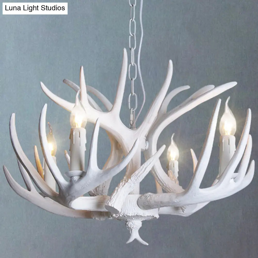 Rustic Resin Antler Chandelier: Unique Living Room Suspension Light