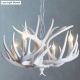 Rustic Resin Antler Chandelier: Unique Living Room Suspension Light