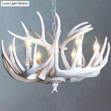 Rustic Resin Antler Chandelier: Unique Living Room Suspension Light