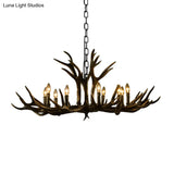 Rustic Resin Chandelier - Black Candle Pendant 6/8/10 Heads Perfect For Restaurants Hanging Ceiling