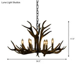Rustic Resin Chandelier - Black Candle Pendant 6/8/10 Heads Perfect For Restaurants Hanging Ceiling