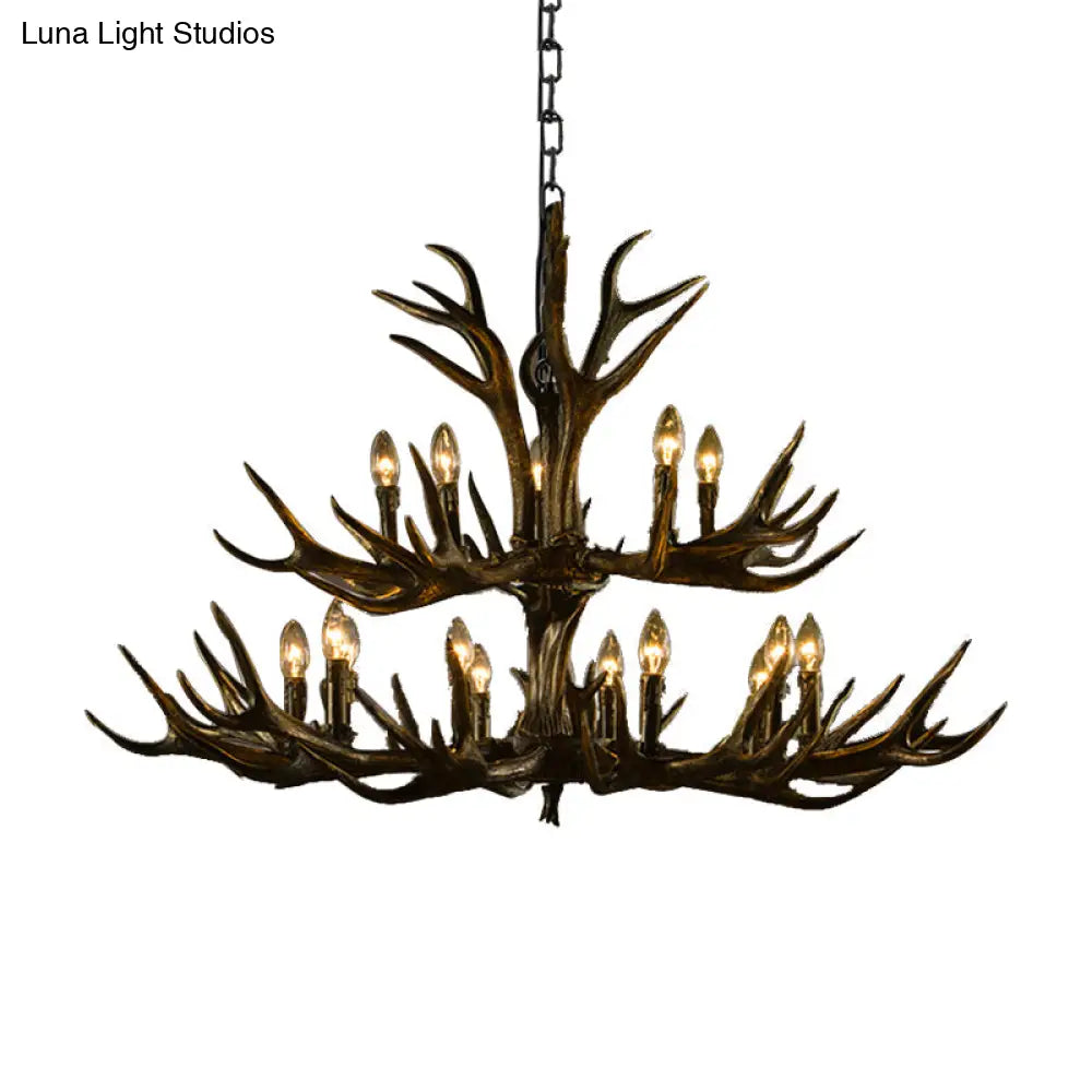 Rustic Resin Chandelier - Black Candle Pendant 6/8/10 Heads Perfect For Restaurants Hanging Ceiling