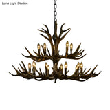Rustic Resin Chandelier - Black Candle Pendant 6/8/10 Heads Perfect For Restaurants Hanging Ceiling