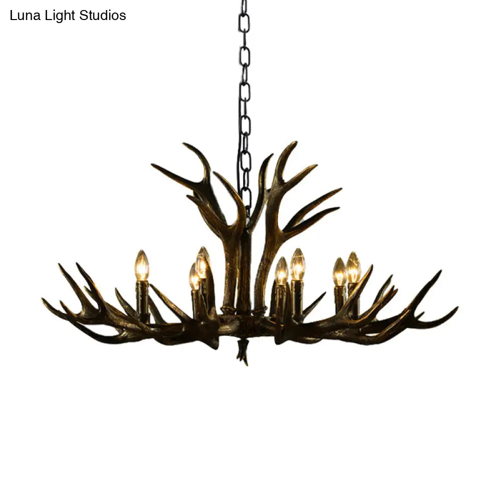 Rustic Resin Chandelier - Black Candle Pendant 6/8/10 Heads Perfect For Restaurants Hanging Ceiling
