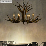 Rustic Resin Chandelier - Black Candle Pendant 6/8/10 Heads Perfect For Restaurants Hanging Ceiling