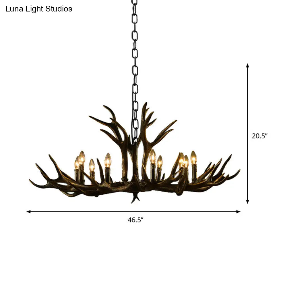 Rustic Resin Chandelier - Black Candle Pendant 6/8/10 Heads Perfect For Restaurants Hanging Ceiling