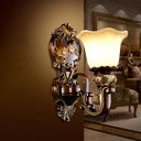 Rustic Resin Wall Light With Scalloped Design And Curved Arm - 1/2 Head Rust Sconce 1 /