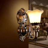 Rustic Resin Wall Light With Scalloped Design And Curved Arm - 1/2 Head Rust Sconce 1 /
