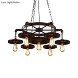 Rustic Retro Wrought Iron Chandelier - 7 Heads Pendant Lamp For Living Room