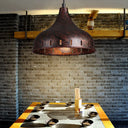 Rustic Rust Onion Pendant Light Fixture - Iron Restaurant Lamp With Hollow Design
