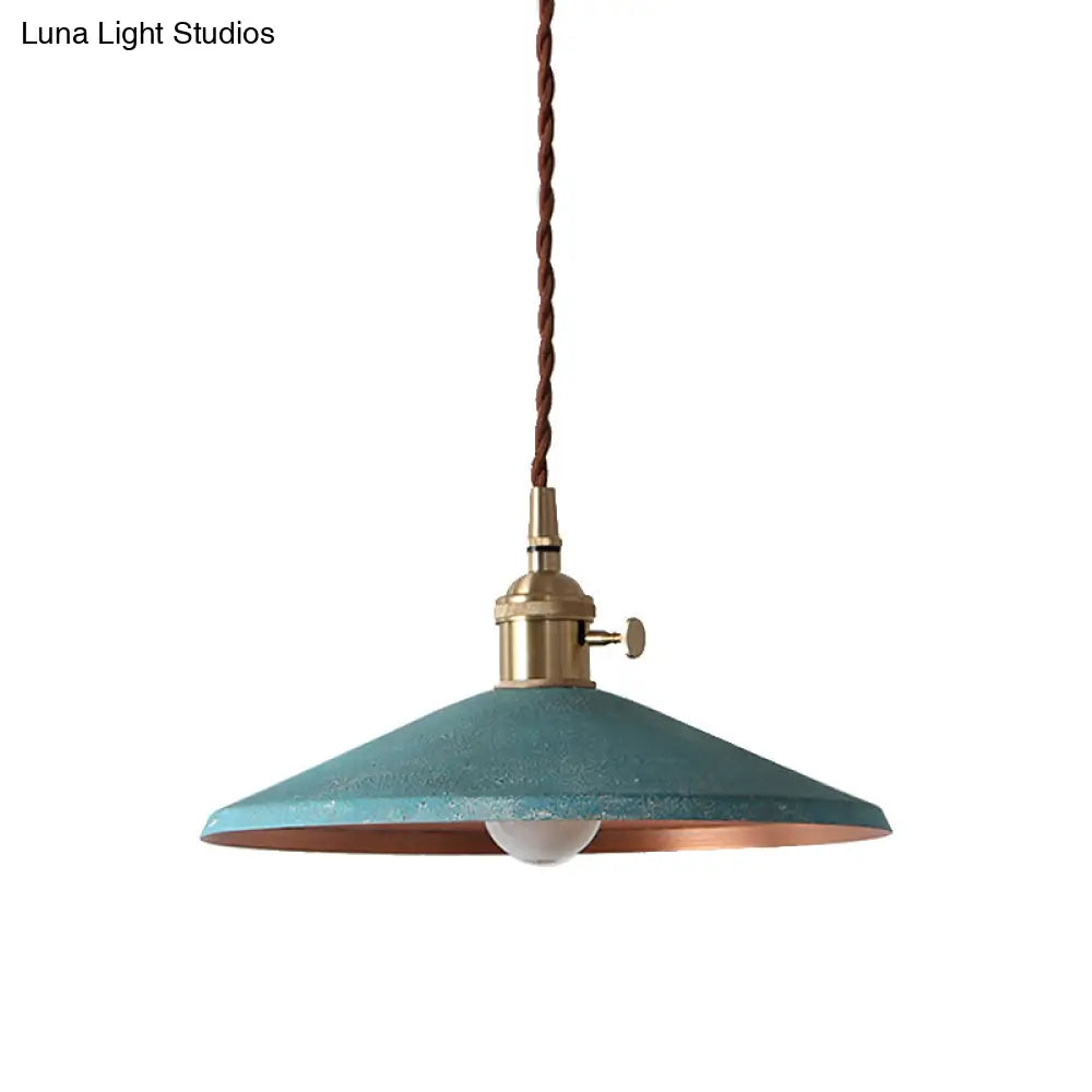 Rustic Saucer Shade Pendant Light With Adjustable Cord - Silver/Red/Blue