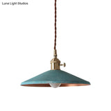 Rustic Saucer Shade Pendant Light With Adjustable Cord - Silver/Red/Blue