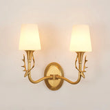Rustic Scrolled Arm Milk Glass Sconce Lighting: Wall Mounted Brass Fixture For Bedroom (1/2 Light) 2
