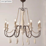 Rustic Scrolled Arm Pendant Light: Distressed Wood Chandelier For Living Room