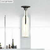 Rustic Semi Flush Bottle Glass Ceiling Light Fixture With Brown/Blue Shades For Corridor