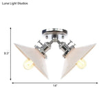 Rustic Semi Flush Ceiling Light With Flared Iron Design And 2 Bulbs - Black/Bronze Finish
