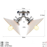 Rustic Semi Flush Ceiling Light With Flared Iron Design And 2 Bulbs - Black/Bronze Finish Chrome