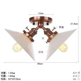 Rustic Semi Flush Ceiling Light With Flared Iron Design And 2 Bulbs - Black/Bronze Finish Copper