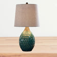 Rustic Silver Grey/Beige Barrel Table Lamp With Ceramic Pedestal Gray