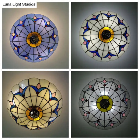 Rustic Style Dome Flush Mount Ceiling Light With Jewel Decoration (10’/12’ Inch) –